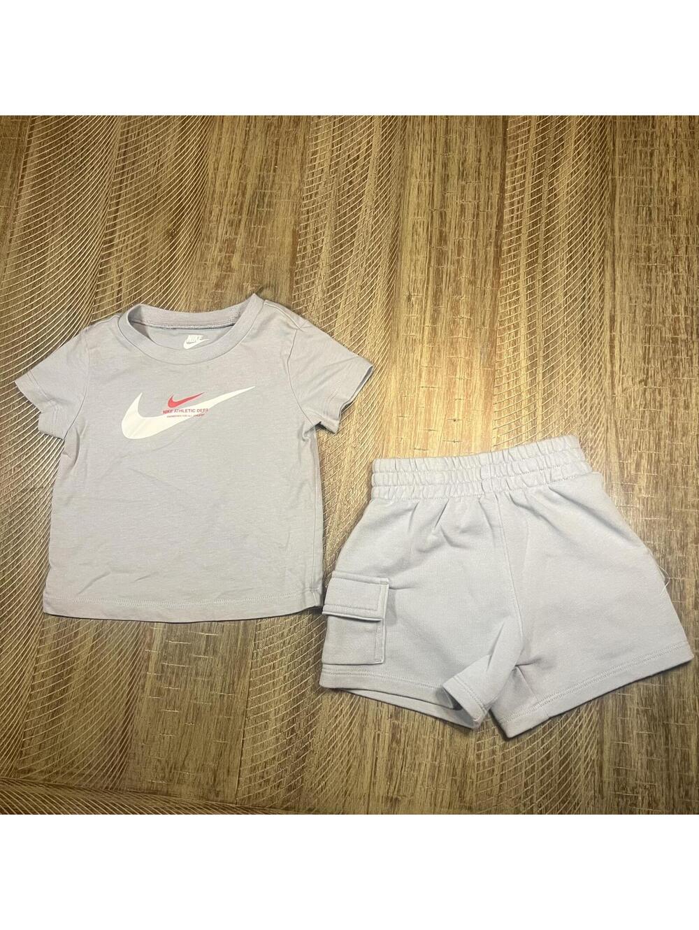 Nike Baby Boy Grey short sleeve matching outfit shorts set - 12 M
